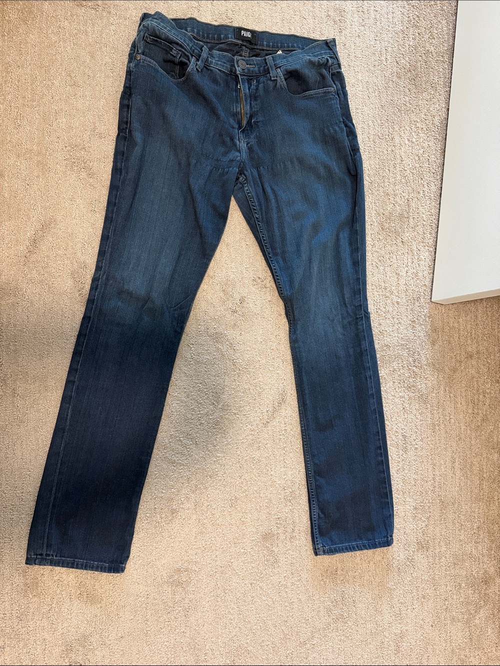 PAIGE Men's Dark Blue Straight Jeans